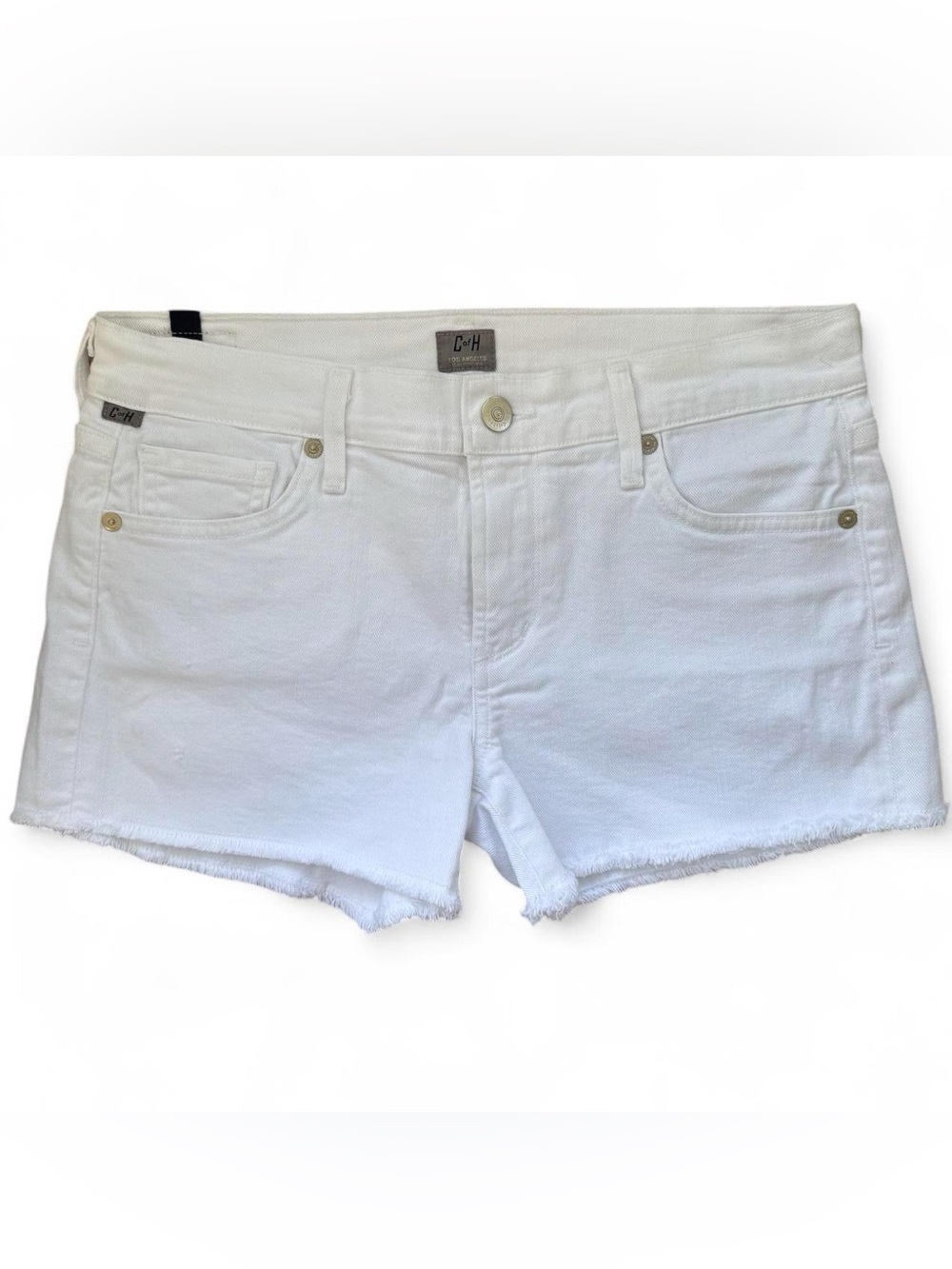 Citizens of Humanity White Denim Cutoff Shorts Size 27 Raw Hem Made in USA